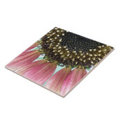 Roze zonnebloemtegel tegeltje (Zijkant)