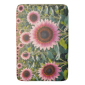 Roze Zonnebloemveld Badmat (Voorkant Verticaal)