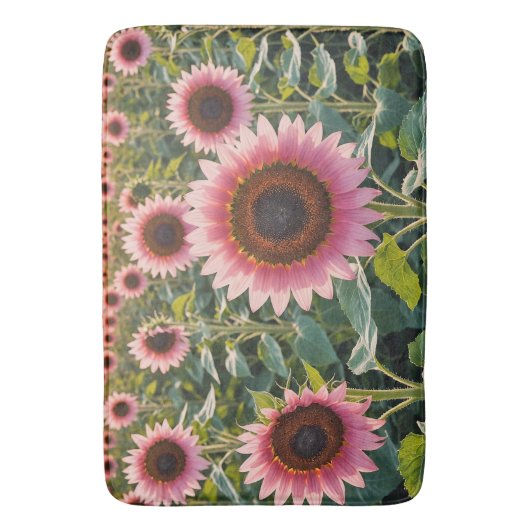 Roze Zonnebloemveld Badmat (Voorkant Verticaal)