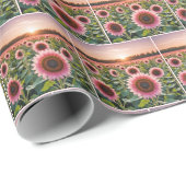Roze Zonnebloemveld Cadeaupapier (Rol Hoek)