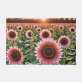Roze Zonnebloemveld Deurmat (Voorkant)