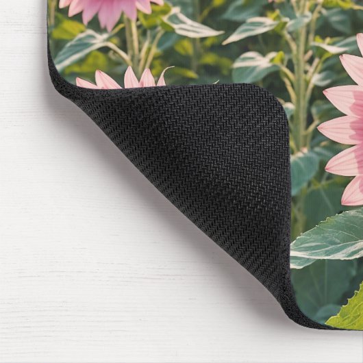 Roze Zonnebloemveld Muismat (Hoek)