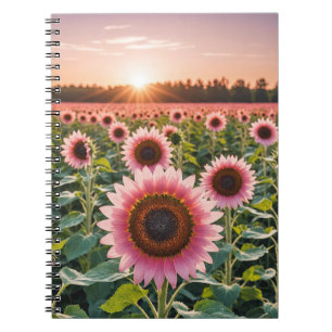 Roze Zonnebloemveld Notitieboek