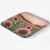 Roze Zonnebloemveld Papieren Bordje (Gebogen)