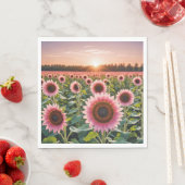 Roze Zonnebloemveld Servet (Insitu)