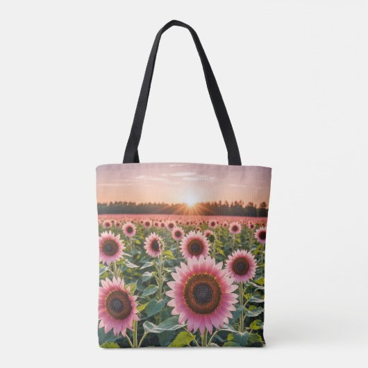 Roze Zonnebloemveld Tote Bag (Achterkant)