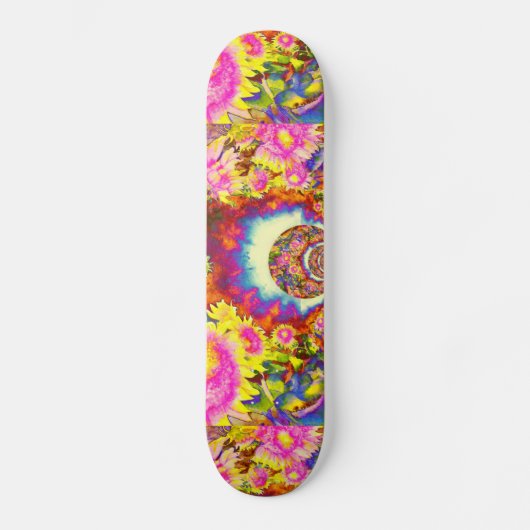 Roze zonnebloemvelden persoonlijk skateboard (Voorkant)