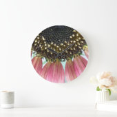 Roze zonnebloemwandklok grote klok (Huis)