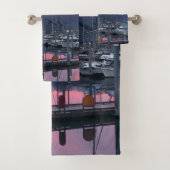 Roze zonneboot Harbour - Bathroom Towel Set Bad Handdoek (Insitu)