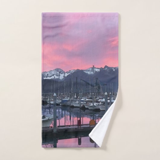 Roze zonneboot Harbour - Bathroom Towel Set Bad Handdoek (Handdoek)
