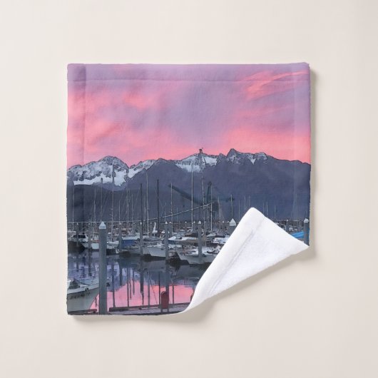 Roze zonneboot Harbour - Bathroom Towel Set Bad Handdoek (Wasdoekje)