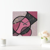 Roze zonnebrand, abstract vierkante klok (Huis)