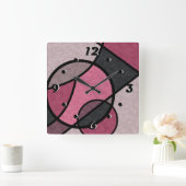 Roze zonnebrand, abstract vierkante klok (Huis)
