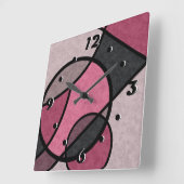 Roze zonnebrand, abstract vierkante klok (Hoek)