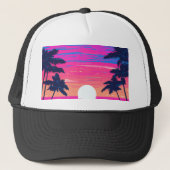 Roze zonnebrand op het strand trucker pet (Voorkant)