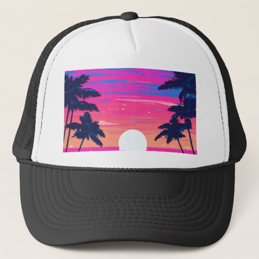 Roze zonnebrand op het strand trucker pet (Voorkant)
