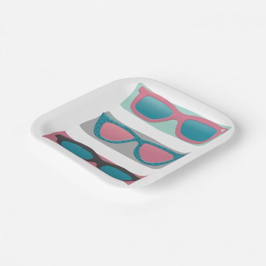 Roze Zonnebril Trio Zomerverjaardag Papieren Bordje (Gebogen)