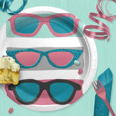 Roze Zonnebril Trio Zomerverjaardag Papieren Bordje