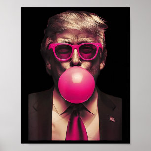 Roze Zonnebril Trump Bubble Gum T-shirt Stem Presi Poster