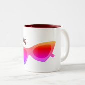 Roze zonnebrillen op maat tweekleurige koffiemok (Voorkant rechts)