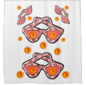 Roze zonnebrillen tieners douchen gordijn wit (Voorkant)