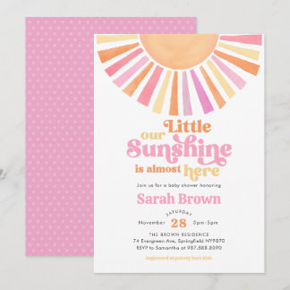 Roze Zonneschijn Baby Shower Uitnodiging