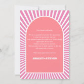 Roze zonnestralen retro groovy 70s geïnspireerd hu bedankkaart (Achterkant)