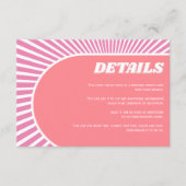 Roze zonnestralen retro groovy 70s geïnspireerd hu informatiekaartje (Voorkant)