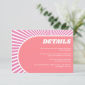 Roze zonnestralen retro groovy 70s geïnspireerd hu informatiekaartje (Staand voorkant)