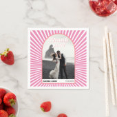 Roze zonnestralen retro groovy jaren 70 geïnspiree servet (Insitu)