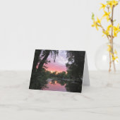 Roze zonsondergang - Blank Wenskaart Kaart (Gele Bloem)