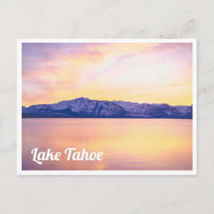 Roze zonsondergang boven Mount Tallac Lake Tahoe B Briefkaart
