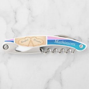 Roze Zonsondergang Harten in het Zand Strand Bruil Kurkentrekker