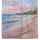 Roze Zonsondergang Hawaii Douchegordijn (Voorkant)