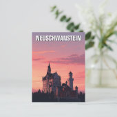 Roze Zonsondergang Neuschwanstein Kasteel Duitslan Briefkaart (Staand voorkant)