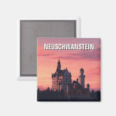 Roze Zonsondergang Neuschwanstein Kasteel Duitslan Magneet (Voorkant / Achterkant)