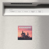 Roze Zonsondergang Neuschwanstein Kasteel Duitslan Magneet (Insitu (Vaatwasser))