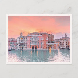 Roze zonsondergang op het Grand Canal Venetië Ital Briefkaart