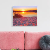 Roze zonsondergang op het Krante Canvas van de Bea (Insitu (Woonkamer))