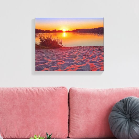 Roze zonsondergang op het Krante Canvas van de Bea (Insitu (Woonkamer))