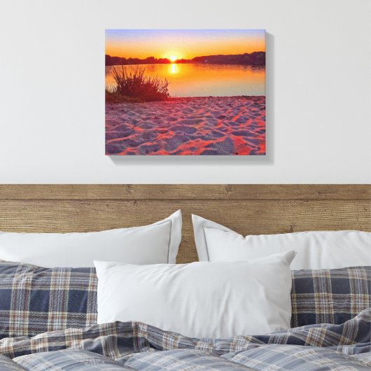 Roze zonsondergang op het Krante Canvas van de Bea (Insitu (Slaapkamer))