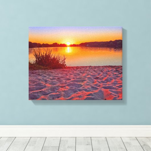Roze zonsondergang op het Krante Canvas van de Bea (Insitu (Houten vloer))