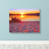 Roze zonsondergang op het Krante Canvas van de Bea Afdruk (Insitu (Houten vloer))