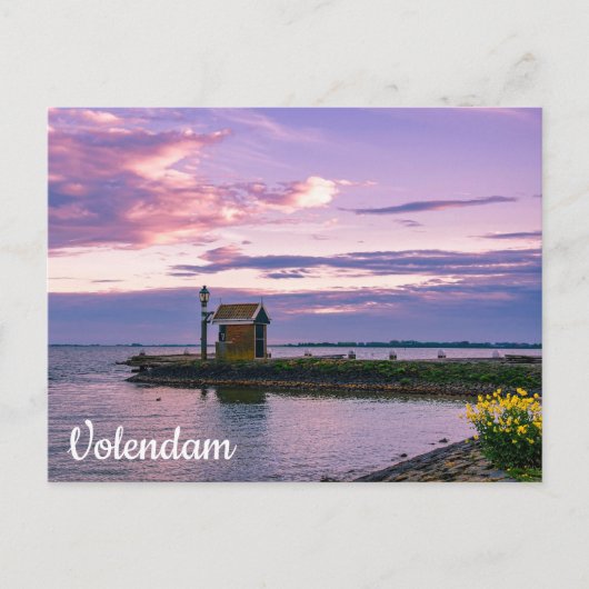 Roze zonsondergang over het meer briefkaart (Voorkant)