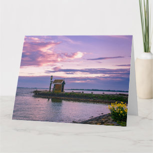 Roze zonsondergang over het meer kaart