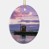 Roze zonsondergang over het meer keramisch ornament (Rechts)