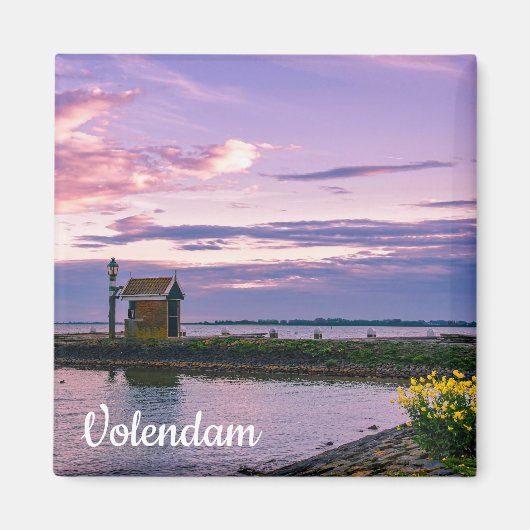 Roze zonsondergang over het meer magneet (Voorkant)