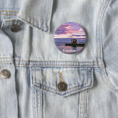 Roze zonsondergang over het meer ronde button 5,7 cm (In situ)