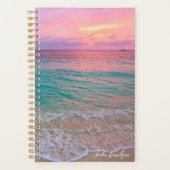 Roze zonsondergang persoonlijke strandplanner planner (Voorkant)