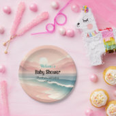Roze Zonsondergang Rolling Waves Baby shower Papie Papieren Bordje (Feest)